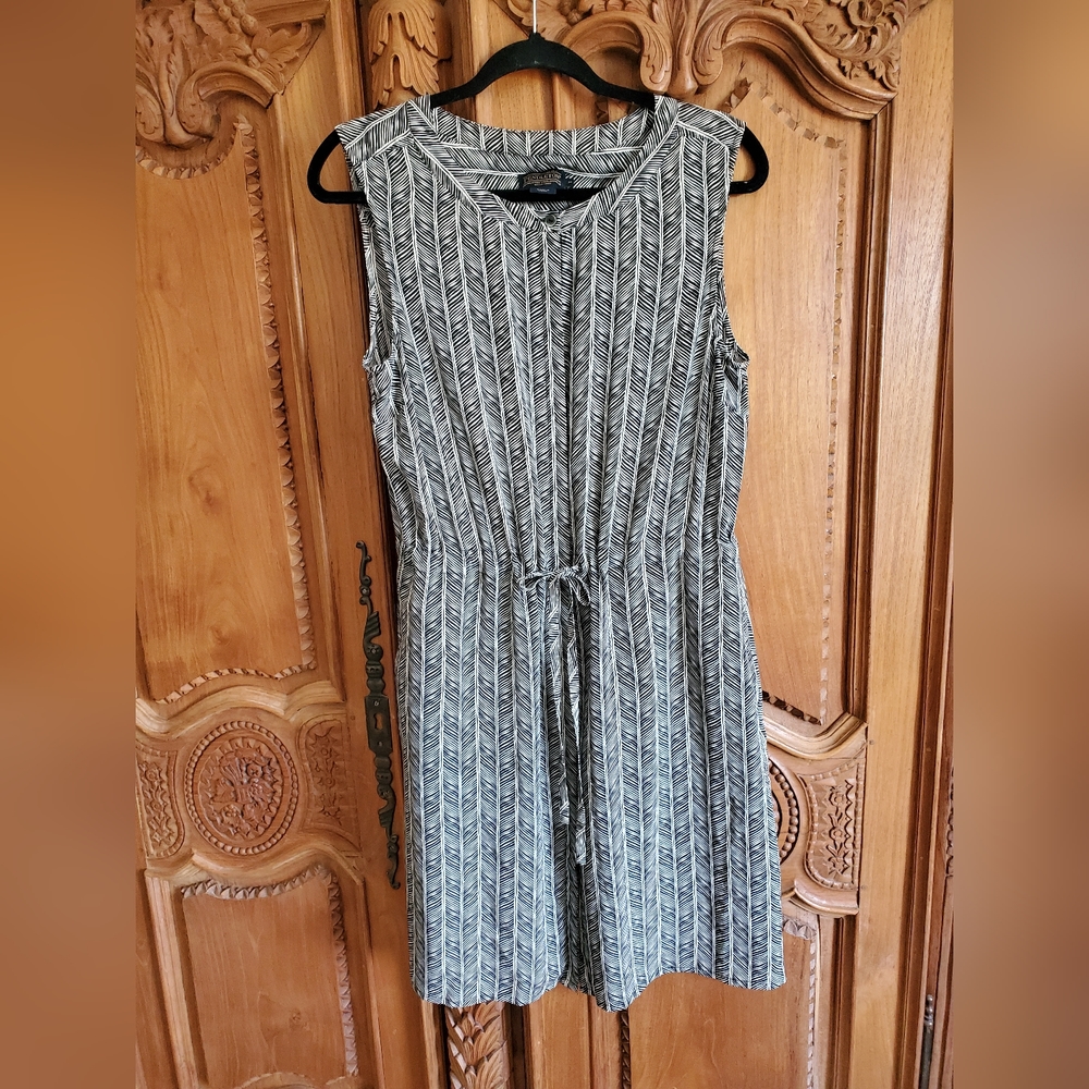 PENDELTON herringbone Pattern MIDI SILK Dress Sleeveless Buttondown Size Medium - Picture 1 of 12